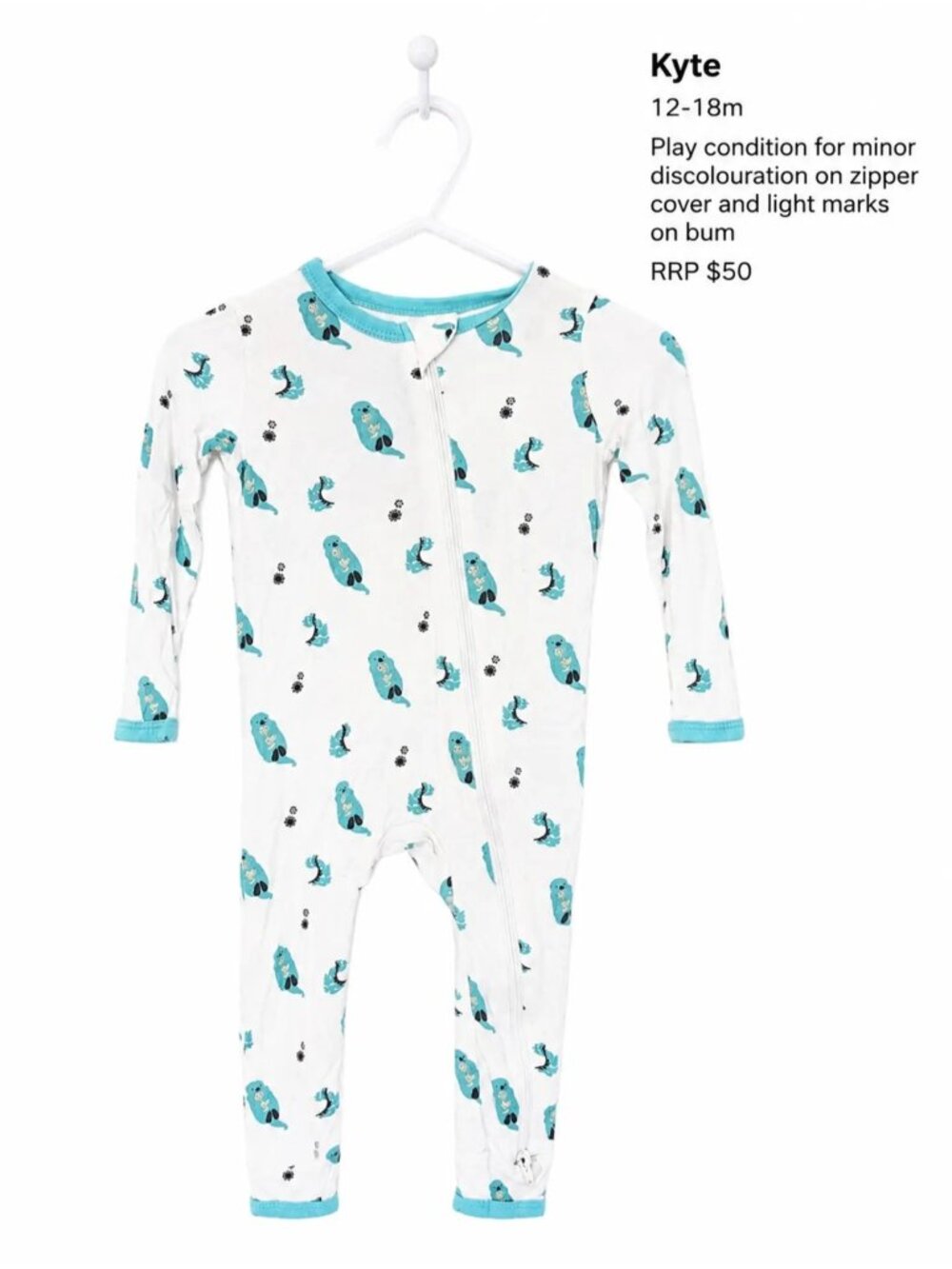 Kyte Bamboo Otter Footless Romper - Robin Cuddle Print 12-18m Baby Clothes